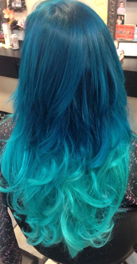 Turquoise Pastel Ombré Hair With Extensions Added In For Length And