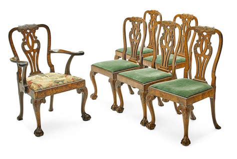 Bonhams Set Of Six George Iii Carved Walnut Dining Chairs Second