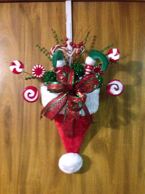 Christmas Santa Hat Door Hanger Etsy Christmas Ornament Crafts