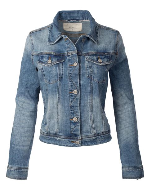 Made By Olivia Womens Classic Casual Vintage Denim Jean Jacket