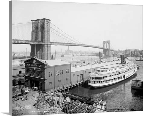 Vintage Photograph Of Brooklyn Bridge New York City Wall Art Canvas