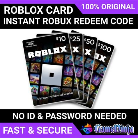 Instant Robux Roblox Game Card No Password Needed 5 400r 50