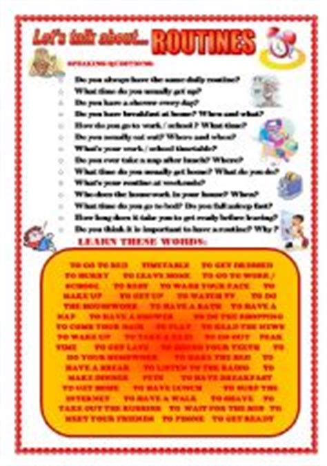 english worksheets daily routine worksheets page