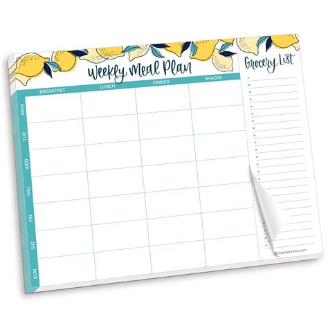 Bloom Daily Planners Horizontal Meal Planning Pad With Magnets Lemons