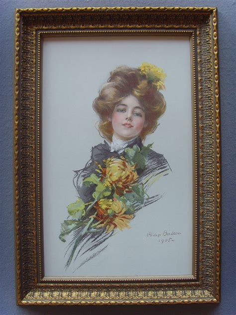 Antiques Atlas Philip Boileau Lithograph Girl With Chrysanthemums