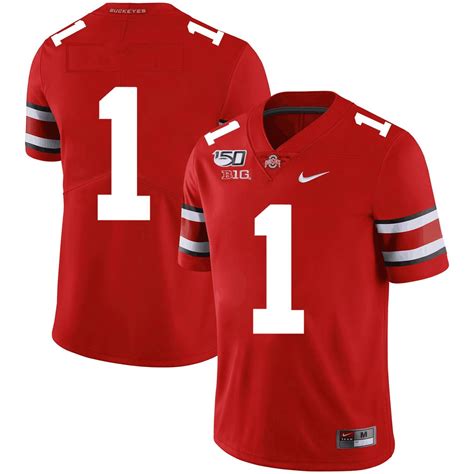 men s ohio state buckeyes 1 2019 red 150th season college stitched ncaa jersey [ncaa buckeyes
