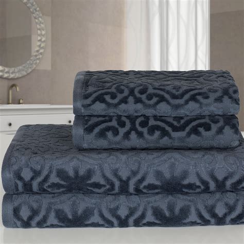 Jacquard towels in white colour. Highams 100% Egyptian Cotton Luxury Jacquard Velour 4 ...