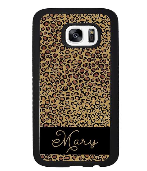 Leopard Skin Plain Personalized Black Rubber Phone Case