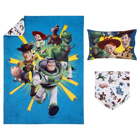 Disney Toy Story Toddler Bedding Set Taking Action 3 Pieces Blue
