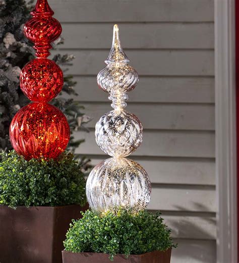 Indooroutdoor Shatterproof Holiday Lighted Large Finial Ornament Stake