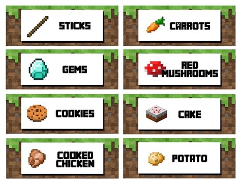 Minecraft Printable Food Labels Free Printable Templates