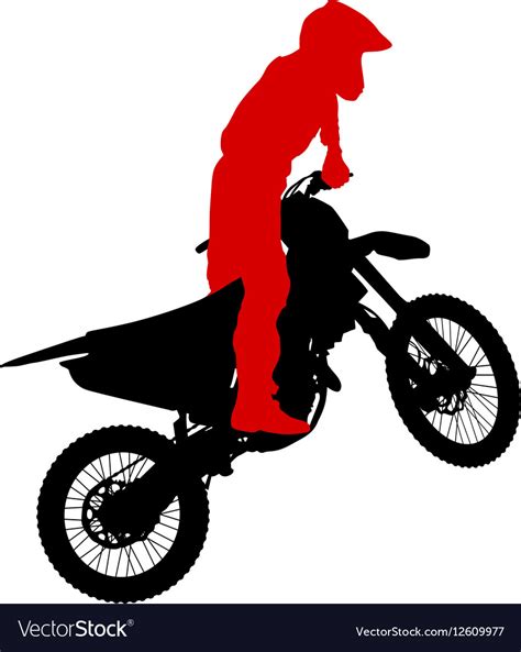 Silhouettes Rider Participates Motocross Vector Image