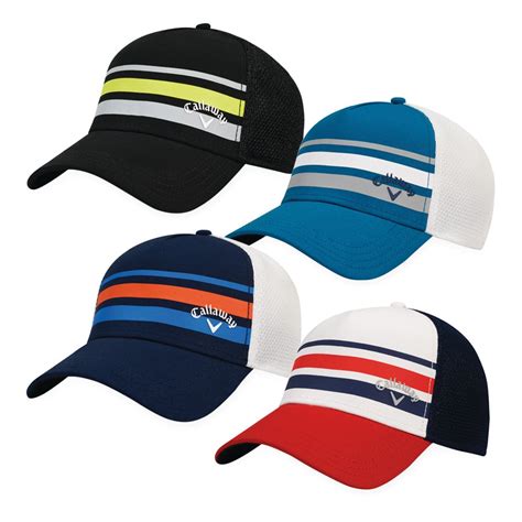 Callaway Mens Stripe Mesh Fitted Hat Mens Golf Hats And Headwear