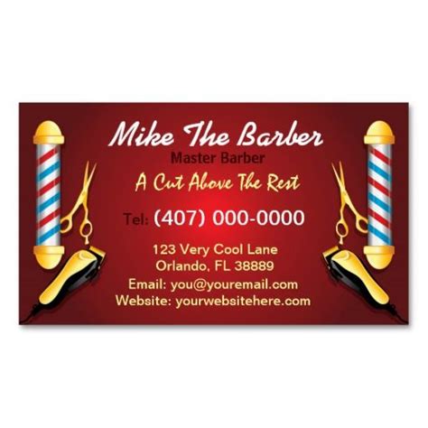 Barbershop Barber Pole And Clippers Business Card Zazzle Barber