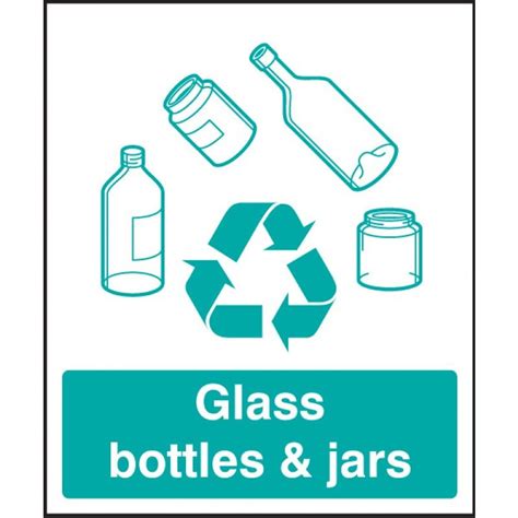 Glass Bottles And Jars Recycling Signs