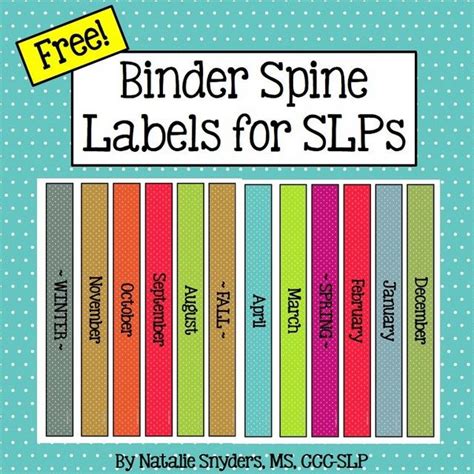 An assortment of printable binder spines to coordinate with my diy printable bookmark corner labels. Free binder spine labels for SLP's! | 1 Teaching | Pinterest