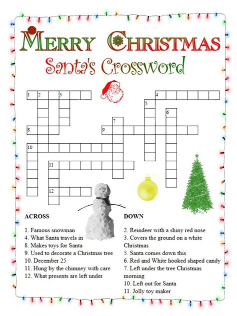 Kids Christmas Crossword Puzzle Printable