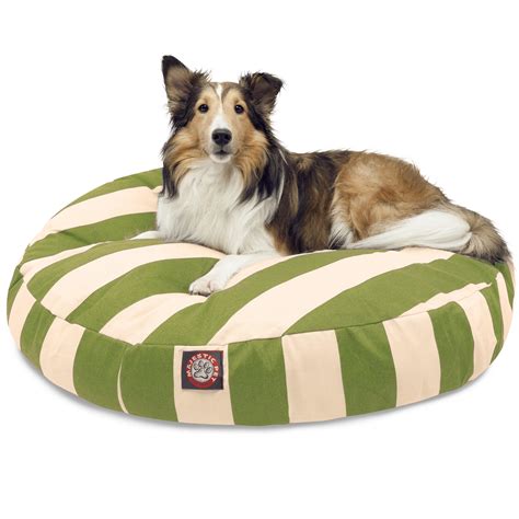 Majestic Pet Vertical Stripe Round Pet Bed For Dogs Removable Cover