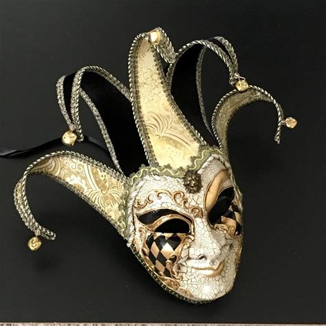 Black Gold Masquerade Mask Men Jolly Jester Mask Home Deco Etsy