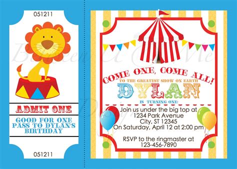 Circus Birthday Party Invitation Templates Business Template Ideas