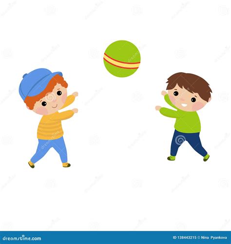 Children Playing With A Ball Stock Vector Illustration Of Joyful