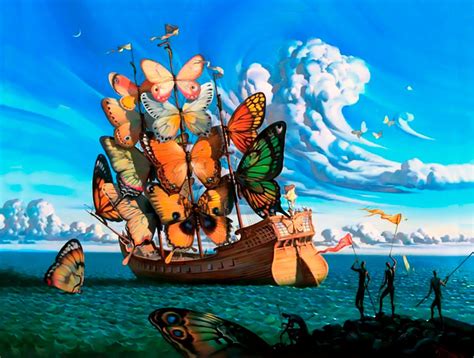 Lienzo Tela Barco De Mariposas Salvador Dalí 60 X 80 Cm 69800 En
