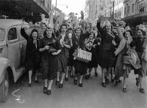 Girls Celebrating In Newcastle Nsw For The End Of World War 2 August