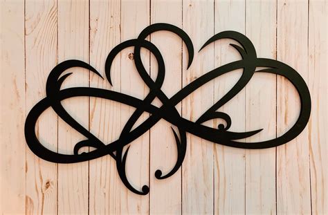 Double Infinity Heart Wood Signinfinity Symbolwall Art Love Etsy In