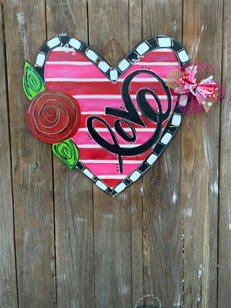 Valentines Day Door Hanger Heart Door Hanger Door Decor Etsy