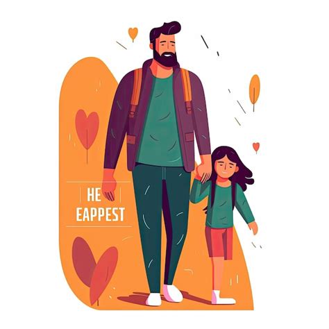 Premium Ai Image Father And Daughter Flat Illustration