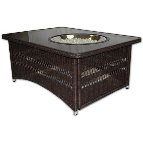 Outdoor Greatroom Company Naples 48 Inch Natural Gas Fire Pit Coffee Table With Black Glass Top