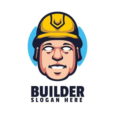 Builder Maskottchen Logo Design Premium Vektor