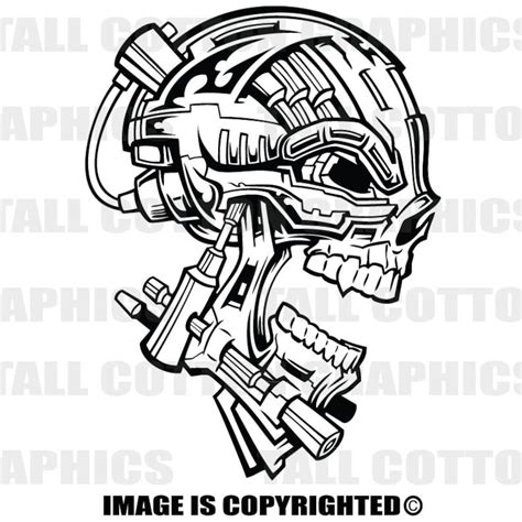 Mechanical Robot Skull Vinyl Decal Skl122 Etsy