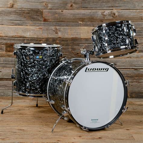 Ludwig 121620 3pc Drum Kit Black Diamond Pearl 70s Used Drum Kits