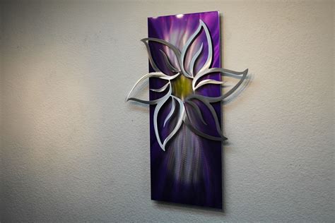 Purple Lotus Metal Wall Art Abstract Contemporary Modern Decor 21 X