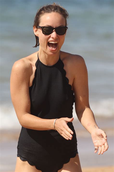 Olivia Wilde In A Black Swimsuit On The Beach In Hawaii CelebMafia