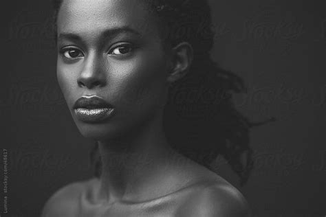 African Woman In Black And White By Stocksy Contributor Lumina Black And White Portraits