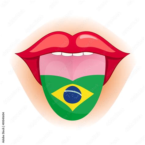 Lengua Lenguaje Idioma Portugués Brasileño Brasil Stock Vector