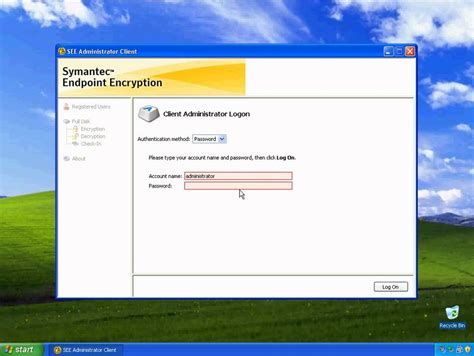 Symantec Endpoint Encryption First Reboot And Logging In With Admin