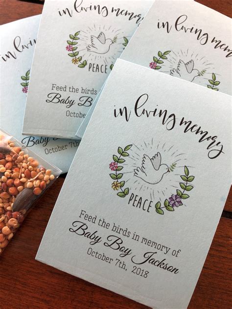 Peace Dove Funeral Favors Personalized Memorial Bird Seed In Etsy