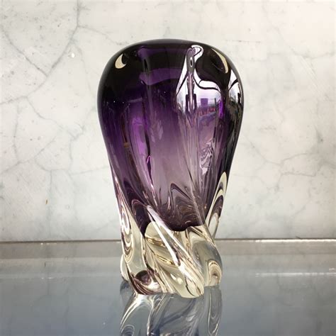 Murano Glass Vase Spiral Purple Form Mid 20th Century Moorabool Antiques Galleries