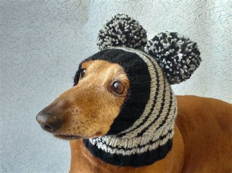 Striped Knitted Hat For Dachshund Or Small Dog Dachshundknit