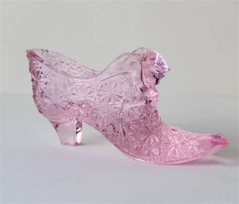 Fenton Pink Glass Slipper Daisy And Button Cat Design Cynthia S Attic Direct Antiques And