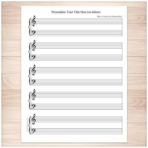 Personalized Blank Piano And Vocals Sheet Music Printable Blank