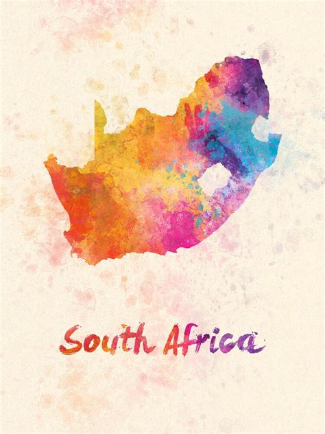 South Africa Map In Watercolor Fine Art Print Glicee Poster Etsy