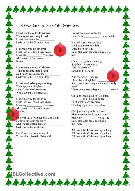 Song Activity All I Want For Christmas Is You Christmas Lyrics