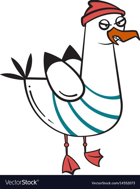Funny Cartoon Seagull Angry Royalty Free Vector Image