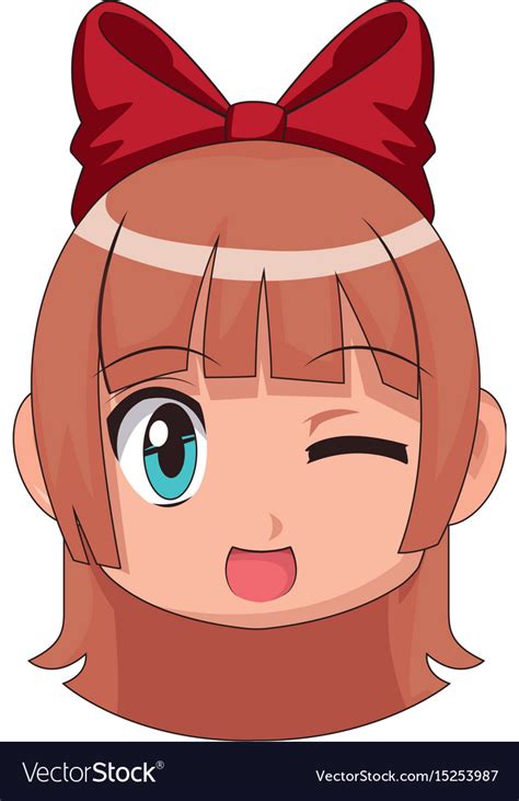 Cute Cartoon Anime Little Girl Chibi Character Vector Image