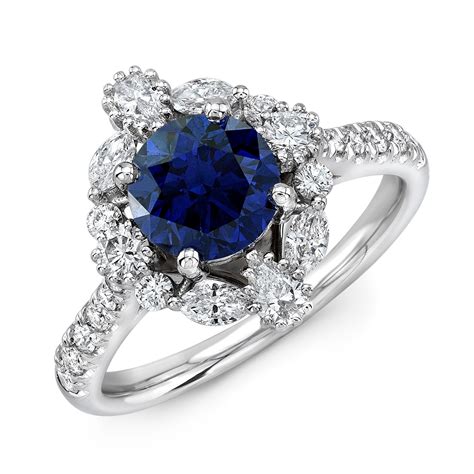 Stunning 2ct Ceylon Sapphire And Parade Diamond Engagement Ring Lab