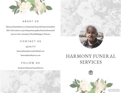 Blank Funeral Mass Bi Fold Brochure Template Free  Illustrator